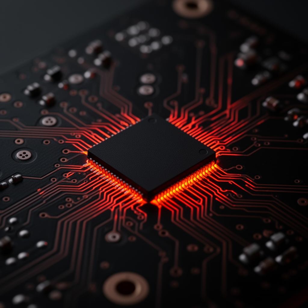 HDI PCB with glowing copper traces